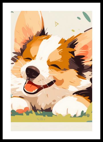 Plakat 68x101cm Beztroski Corgi na Arena.pl
