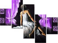100 75CM OBRAZ 5 ELEM PIĘKNA DZIEWCZYNA FIOLECIE ŚCIENNY