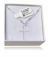 Krzyżyk srebrny łańcuszek zestaw komunijny dla chłopca na prezent chrzest