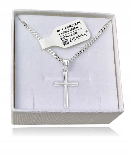 Krzyżyk srebrny łańcuszek zestaw komunijny dla chłopca na prezent chrzest na Arena.pl