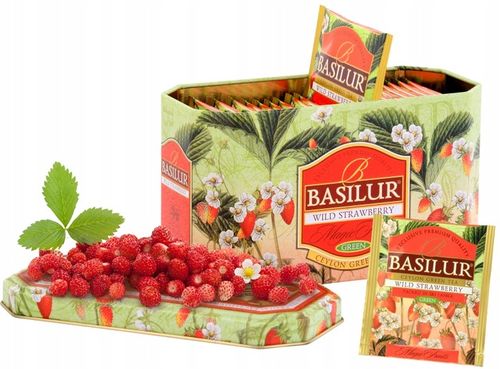 Herbata zielona POZIOMKOWA Basilur WILD STRAWBERRY - 20 torebek PUSZKA na Arena.pl