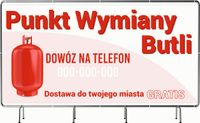 BANER REKLAMOWY 200x100 cm projekt w cenie oczkowany PUNKT WYMIANY BUTLI