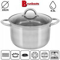 Garnek ZE STALI NIERDZEWNEJ 22cm 4.5L Garnek NA GAZ INDUKCJE Z PORKYWĄ STAL