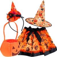 STRÓJ KOSTIUM CZAROWNICA DYNIA WIEDŹMA HALLOWEEN ZESTAW PRZEBRANIE WIEDŹMY