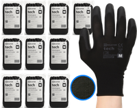rękawice robocze mercator tech black+black pu - m - 120 par
