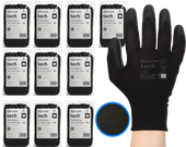 rękawice robocze mercator tech black+black pu - m - 120 par