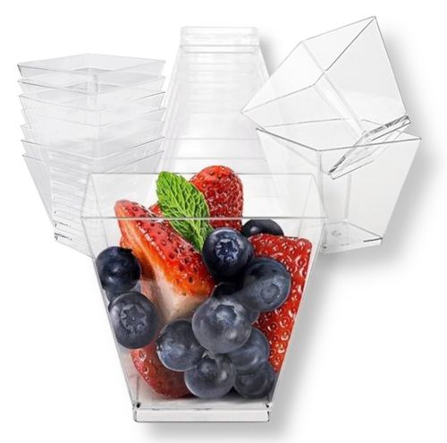 POJEMNIKI PUCHARKI KWADRATOWE DO DESERÓW PRZEKĄSEK SŁODKI STÓŁ 120ml na Arena.pl