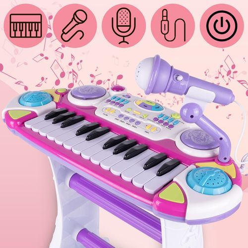 PIANINO ORGANY KEYBOARD DUŻE DLA DZIECI KRZESEŁKO MIKROFON NAGRYWANIE 24 KL na Arena.pl