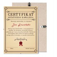 Prezent na Wieczór Kawalerski Certyfikat A4