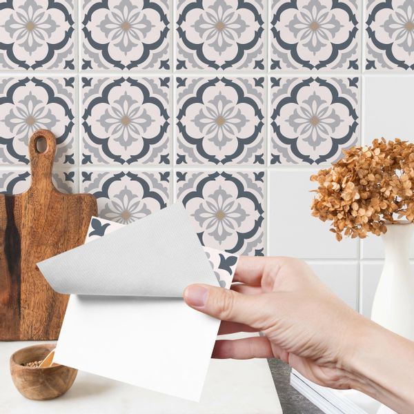 Naklejki Na Płytki Kafelki Pastelowe ORNAMENTY Mozaika Zestaw 24 szt. 20x20 zdjęcie 1