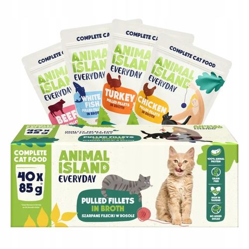 Animal Island 40x85g Wołowina Kurczak Indyk Ryba Mokra Karma dla Kota na Arena.pl