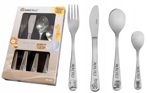 Sztućce dla Dzieci z GRAWEREM Gratis Prezent na Chrzest Roczek Urodzinki na Arena.pl