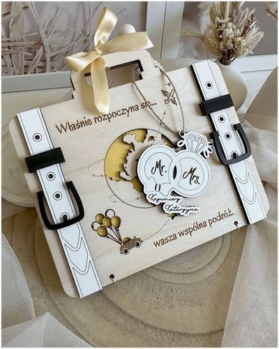 Kartka WALIZKA NA ŚLUB WESELE na pieniądze GRAWER prezent pamiątka na Arena.pl