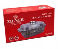 BRYTFANNA DUŻA GĘSIARKA MARMURKOWA CERAMICZNA GARNEK CIĘŻKA NON-STICK AROMA