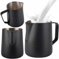 DZBANEK MLECZNIK DO SPIENIANIA MLEKA ŚMIETANKI CZARNY 600ML STAL NIERDZEWNA