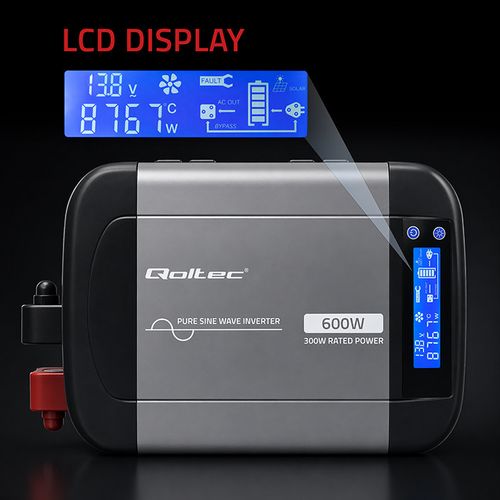 Qoltec przetwornica 12V/230V 300W LCD na Arena.pl