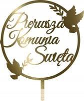 ZŁOTY TOPPER NA TORT KOMUNIA ŚWIĘTA DEKORACJA EKO