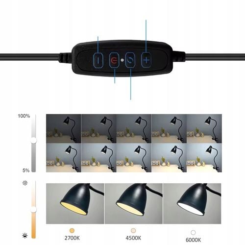 Lampka Lampa LED Biurkowa Kreślarska Na Klips Regulacja Światła 40xLED na Arena.pl
