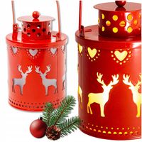 Metalowy lampion adwentowy LED latarenka na roraty dla dzieci renifer 12,5