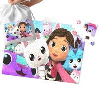 PUZZLE - KOCI DOMEK GABI WZORY Z BAJEK DLA DZIECI 96EL + WORECZEK