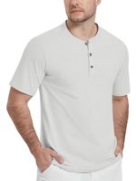 Koszulka męska Henley bawełniana polo bez kołnierzyka biała dopasowana S