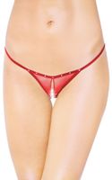 seksowne stringi siateczkowe z rozcięciem softline czerwone s/l