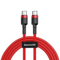 wytrzymały kabel przewód w oplocie usb-c do usb-c qc3 1m - czerwony