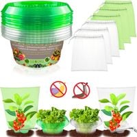 Zestaw 24 Kołnierzy 24 Siatek Zielone Przezroczyste Ochrona Roślin Ślimaki