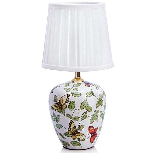 Ceramiczna LAMPA stołowa MANSION 107039 Markslojd abażurowa LAMPKA klasyczna wzorki retro motyle biały zdjęcie 1