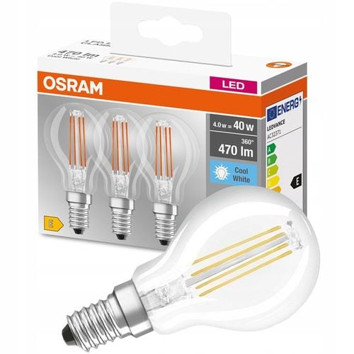 3x Żarówka LED E14 P45 4W = 40W 470lm 4000K Neutralna 320° Filament na Arena.pl