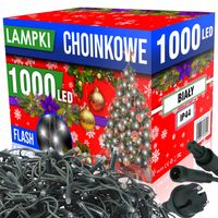 LAMPKI CHOINKOWE NA CHOINKĘ ZEWNĘTRZNE WODOODPORNE 1000 LED + FLASH BIAŁE
