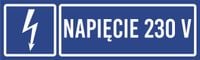Tabliczka informacyjna Napięcie 230V grawer piktogram 20x6 cm duży wybór
