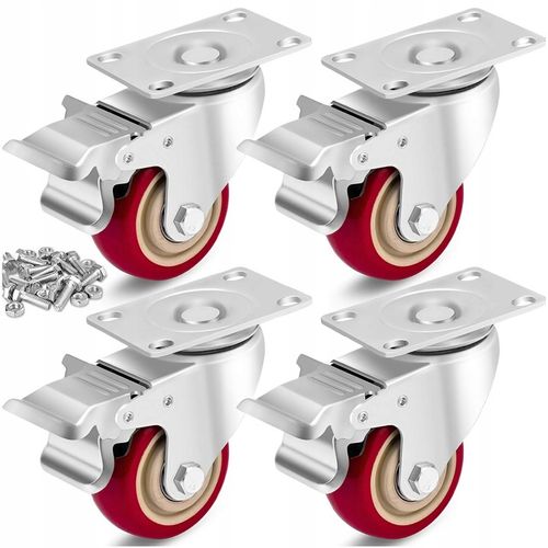 KÓŁKA OBROTOWE 75mm 200kg Z HAMULCEM GUMOWE ZESTAW JEZDNY WÓZKA 4 SZT na Arena.pl