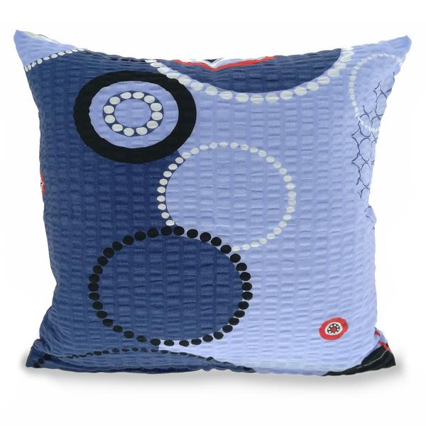 Poszewka z kory 40x40 wzór okręgi na błękicie zdjęcie 1