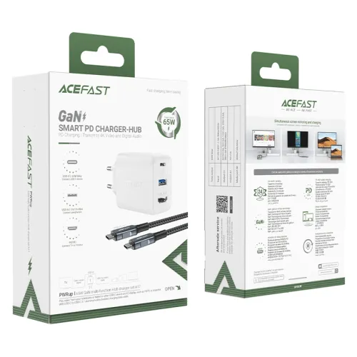 acefast 2w1 ładowarka sieciowa gan 65w usb typ c / usb, adapte na Arena.pl