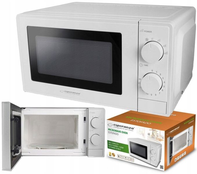 KUCHENKA MIKROFALOWA MIKROFALA 20L MOCNA 700W ESTOFADO BIAŁA ESPERANZA zdjęcie 2