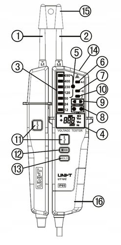 Próbnik Tester Miernik napięcia i faz UT18C RCD T+ na Arena.pl