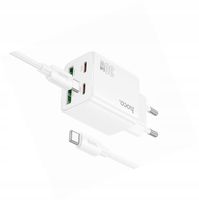 Biała ładowarka cztery porty USB-C 30W Hoco do Samsung A32 4G