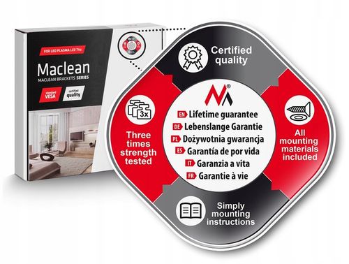 UCHWYT DO TELEWIZORA WIESZAK ŚCIENNY 32 49 50 55" 65" 70" TV do 45kg VESA na Arena.pl