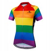 KOSZULKA ROWEROWA DAMSKA SZYBKOSCHNĄCA FLAGA LGBT TĘCZOWA RÓWNOŚĆ PEACE M