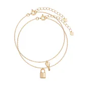 srebrny pozłacany zestaw dwóch bransoletek - kluczyk i kłódka bsc6453y