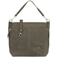 VEZZE torebka damska zamszowa worek z paskiem na ramię V551 oliwkowa