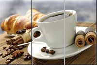 60 90CM OBRAZ 3 ELEM ROMANTYCZNE ŚNIADANIE DRUK PŁÓTNO RAMA