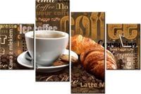 120CM 80CM ZEGAR 4 ELEM APETYCZNA KAWA OBRAZ ŚCIENNY