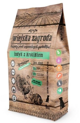 Zdrowa karma hipoalergiczna dla psa Wiejska Zagroda Indyk z królikiem 9kg na Arena.pl