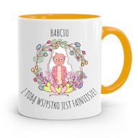 Kubek Żółty Dzień Babci Z Tobą Wszystko Fajniejsze Z Nadrukiem Ze Zdjęciem