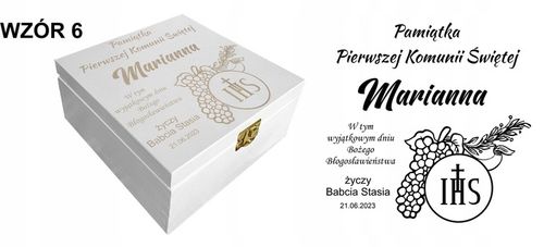 Prezent pudełko komunia białe grawer pamiątka imię Pamiątka Komunijna na Arena.pl