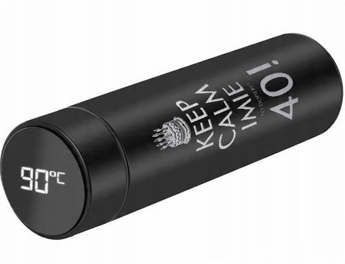 KUBEK TERMICZNY Czarny Na Prezent Urodziny KEEP CALM IMIĘ TO DOPIERO 40! Wz na Arena.pl