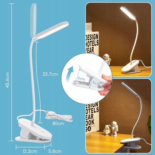 Lampka nocna biurkowa na klips lampka led do czytania biały Aigostar na Arena.pl