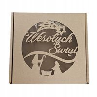 Pudełko Świąteczne WESOŁYCH ŚWIĄT z okienkiem 200x200x70 10 sztuk